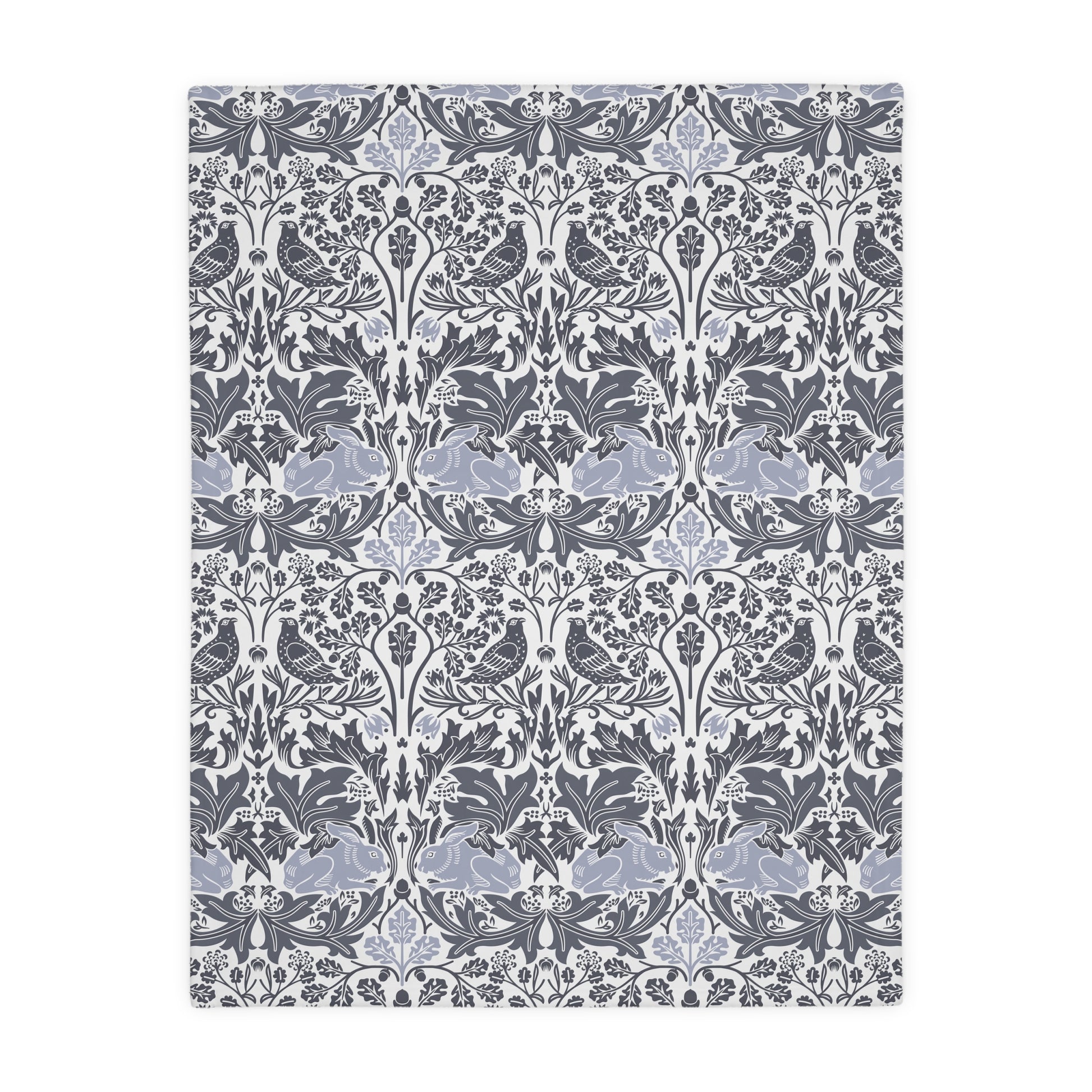 Luxury Velveteen Minky Blanket (Two-sided print) inspired by William Morris & Co in a pattern called Brer Rabbit Collection (Grey/Red)