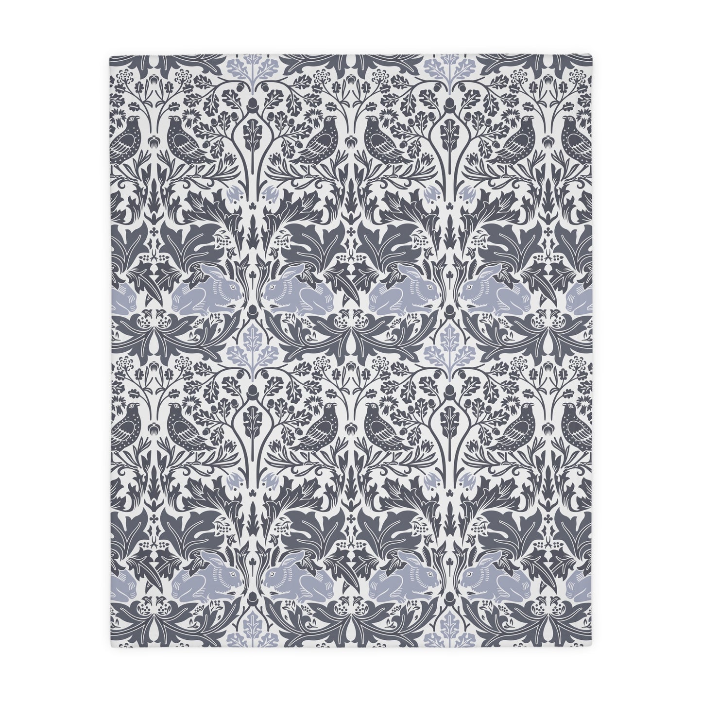 Luxury Velveteen Minky Blanket (Two-sided print) inspired by William Morris & Co in a pattern called Brer Rabbit Collection (Grey/Red)