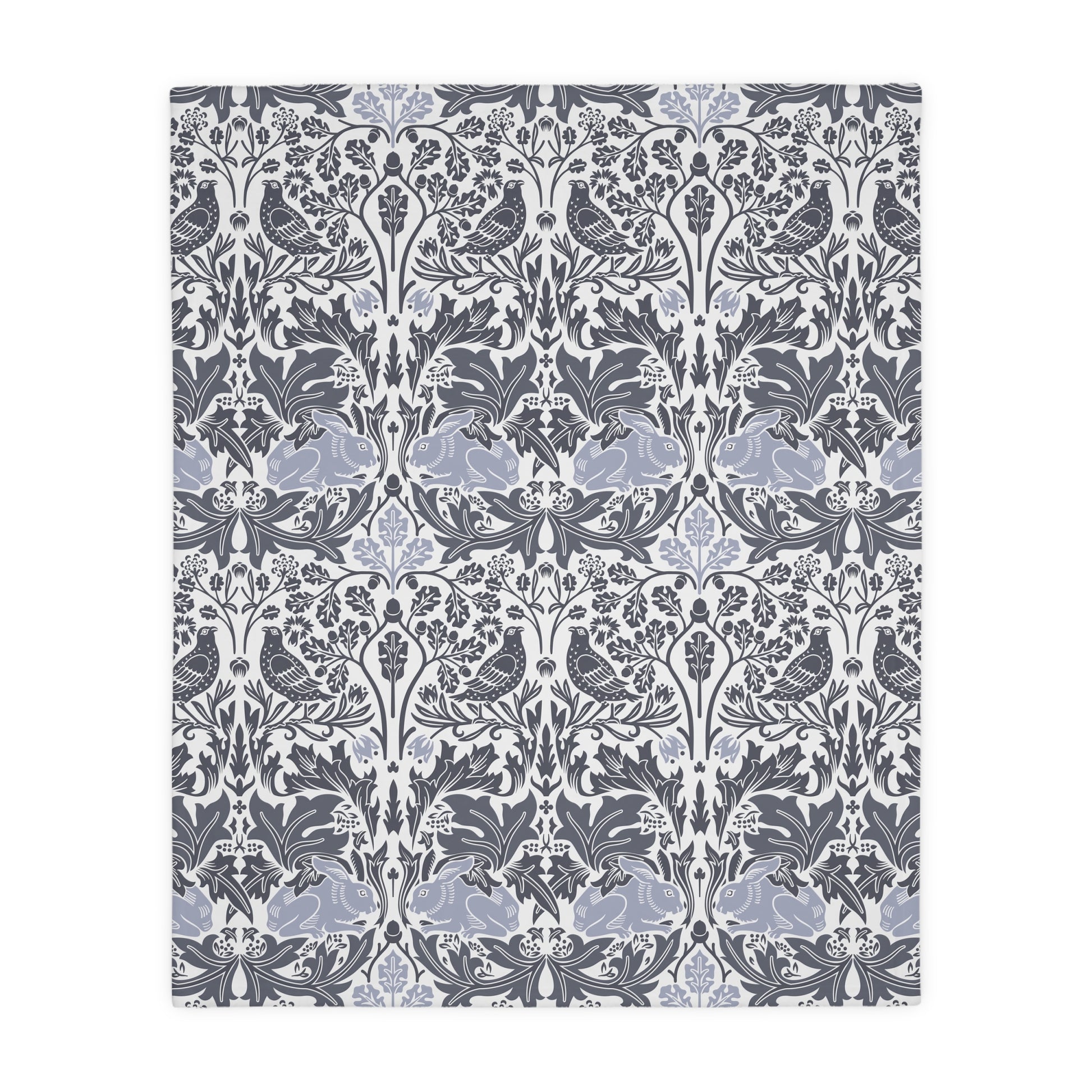Luxury Velveteen Minky Blanket (Two-sided print) inspired by William Morris & Co in a pattern called Brer Rabbit Collection (Grey/Red)