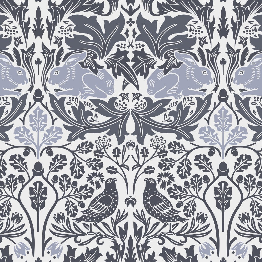 Luxury Velveteen Minky Blanket (Two-sided print) inspired by William Morris & Co in a pattern called Brer Rabbit Collection (Grey/Red)