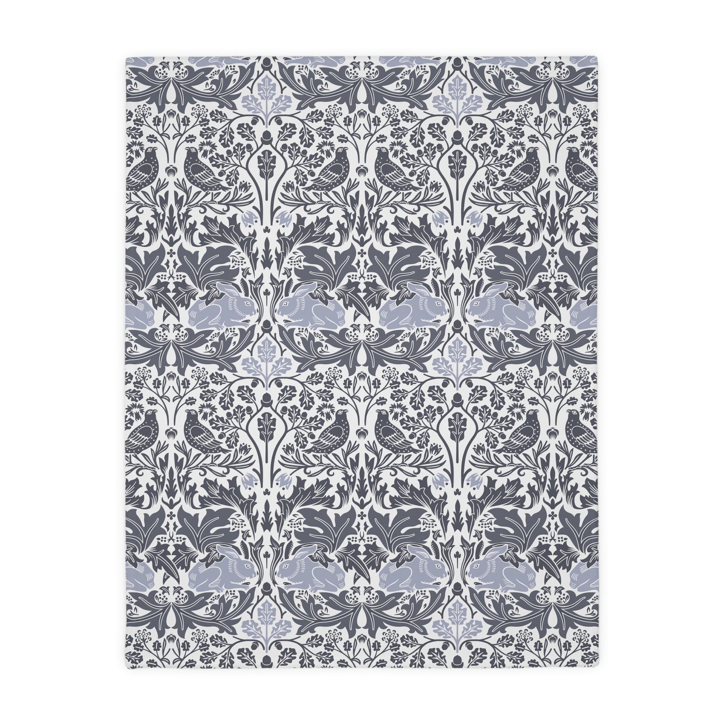 Luxury Velveteen Minky Blanket (Two-sided print) inspired by William Morris & Co in a pattern called Brer Rabbit Collection (Grey/Red)