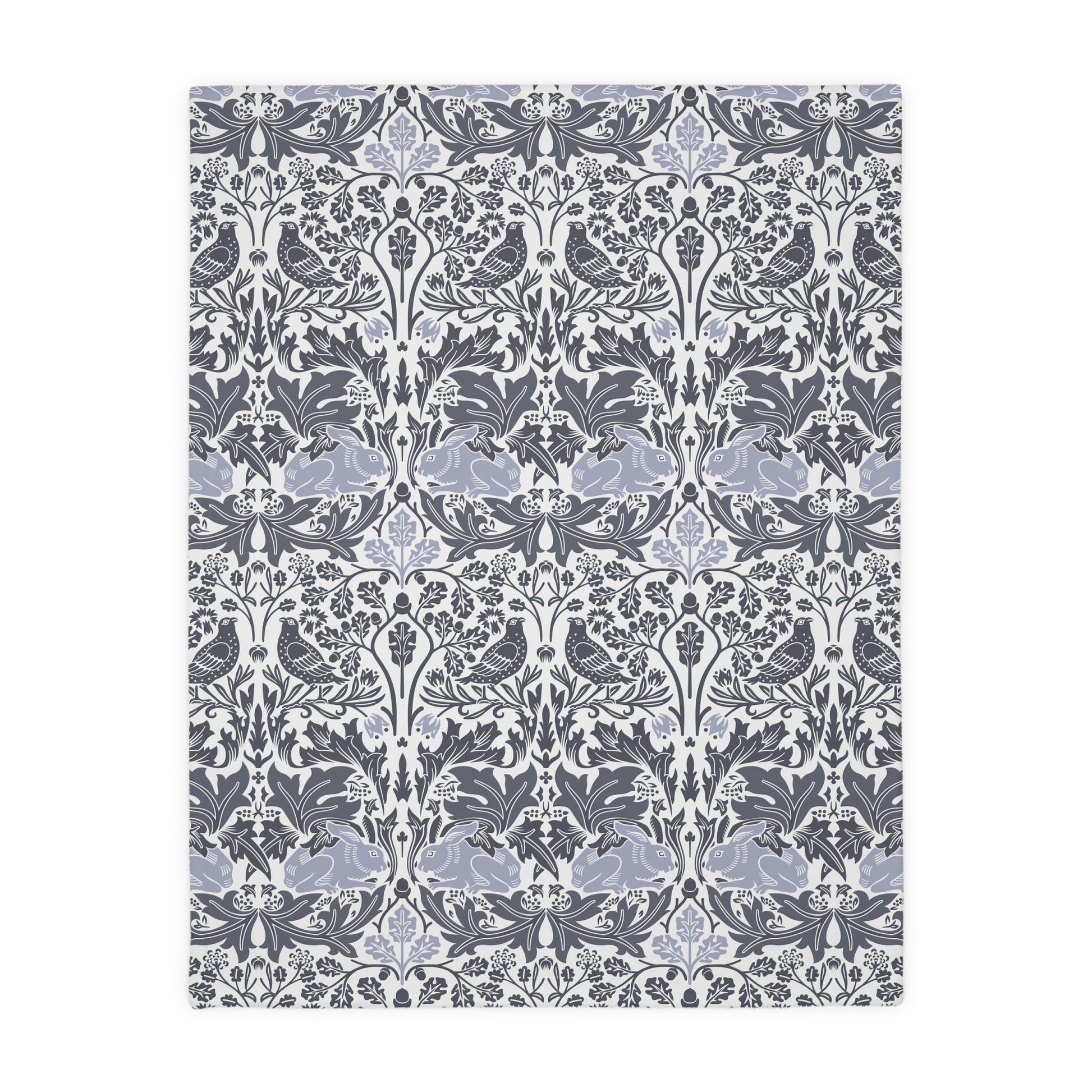 Luxury Velveteen Minky Blanket (Two-sided print) inspired by William Morris & Co in a pattern called Brer Rabbit Collection (Grey/Red)