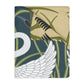 Luxury Velveteen Minky Blanket inspired for William Morris & Co (Two-sided print) - Swans Collection (Horizontal) in Beige, Green, Black and White by the designer Walter Crane