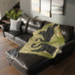 Luxury Velveteen Minky Blanket inspired for William Morris & Co (Two-sided print) - Swans Collection (Horizontal) in Beige, Green, Black and White by the designer Walter Crane