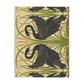 Luxury Velveteen Minky Blanket inspired for William Morris & Co (Two-sided print) - Swans Collection (Horizontal) in Beige, Green, Black and White by the designer Walter Crane