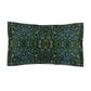 Pillow sham with a floral design in green, inspired by William Morris' Violet and Columbine Collection.