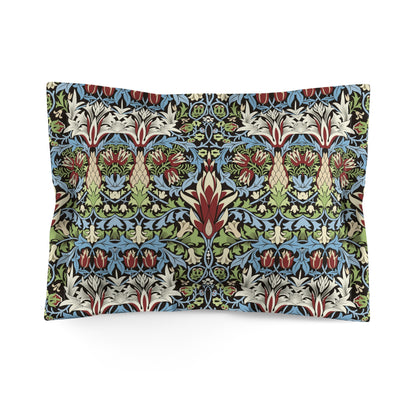 Decorative pillow with a colorful floral pattern on a white background from William Morris