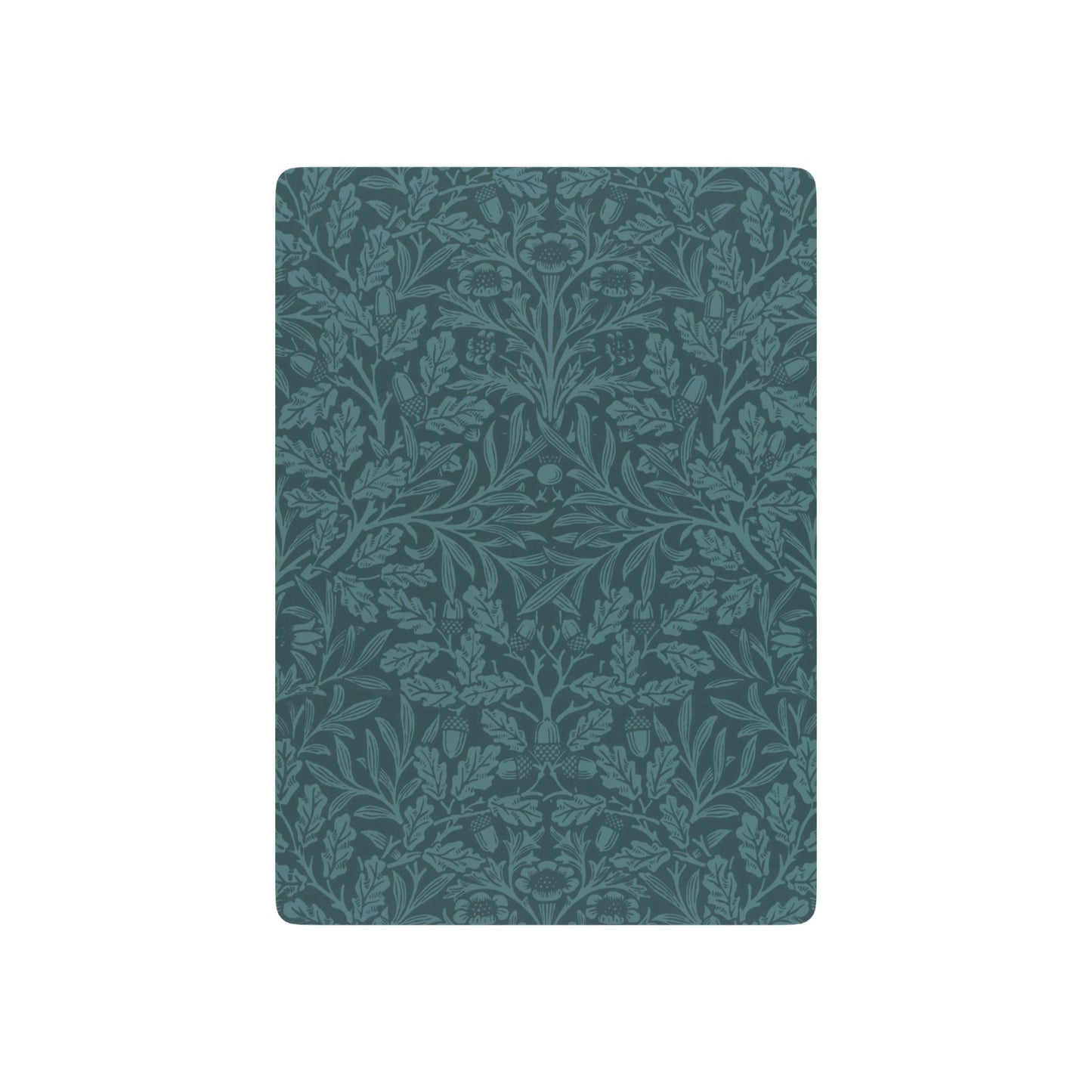 Teal patterned rug on a white background