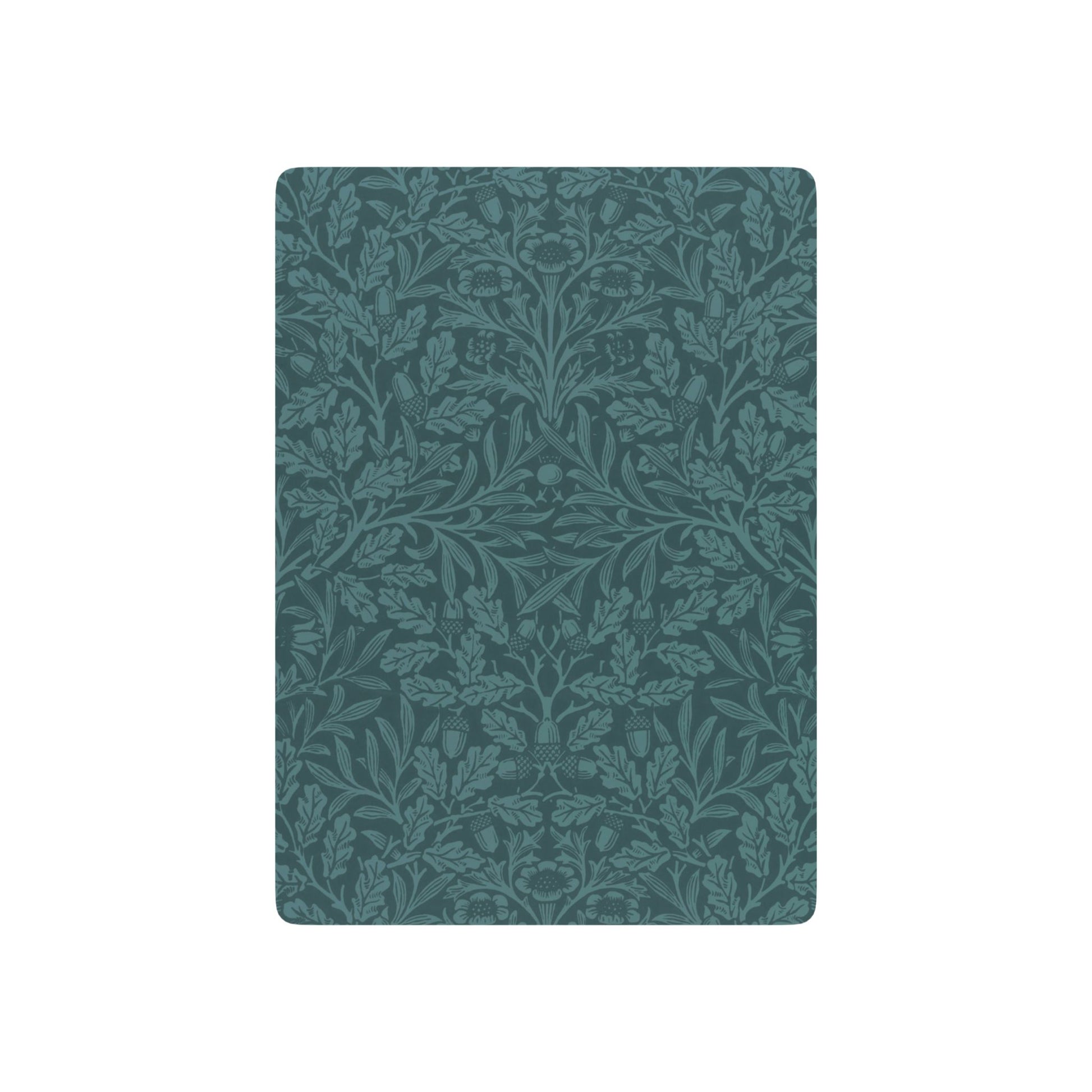 Teal patterned rug on a white background