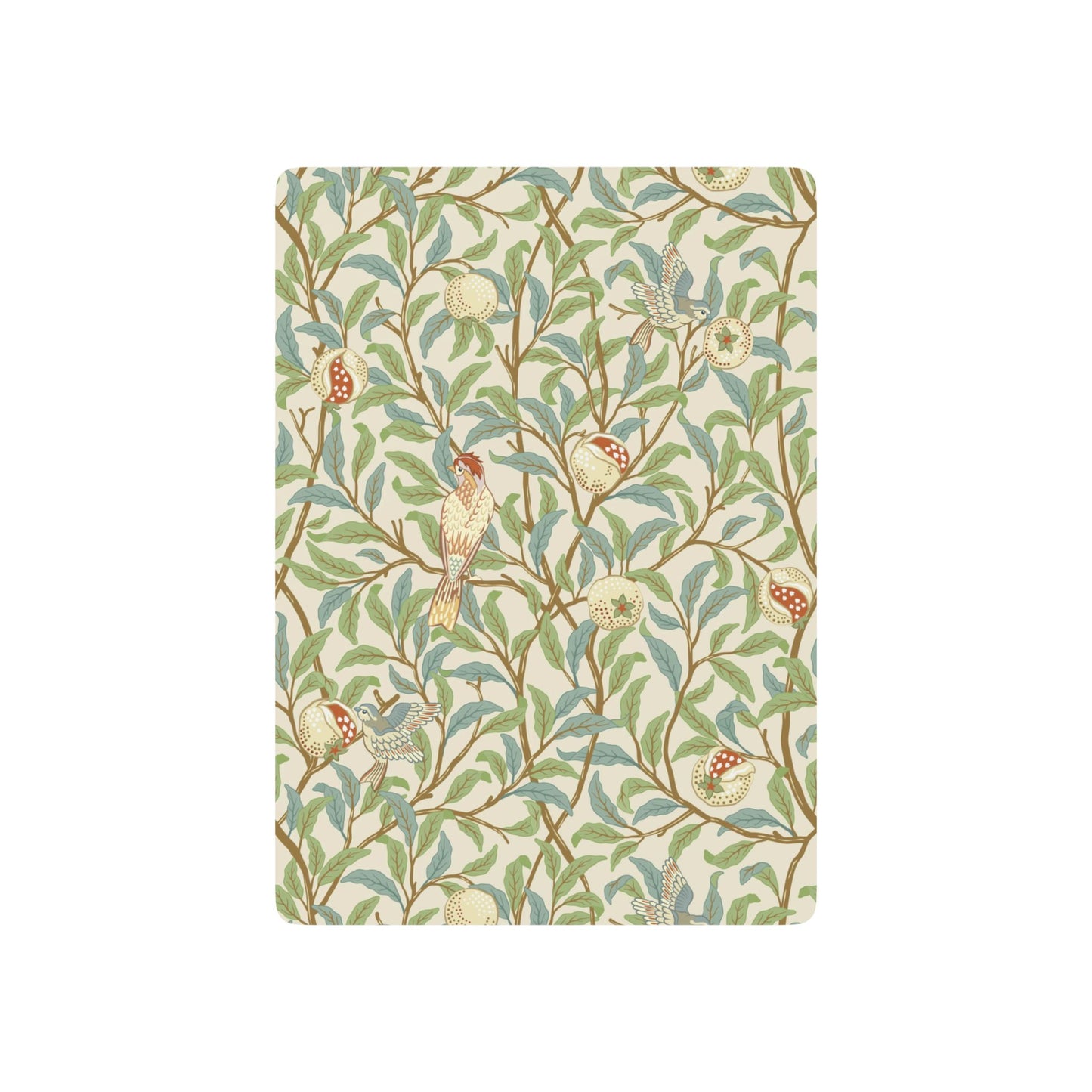 Notebook with floral and bird pattern on a white background