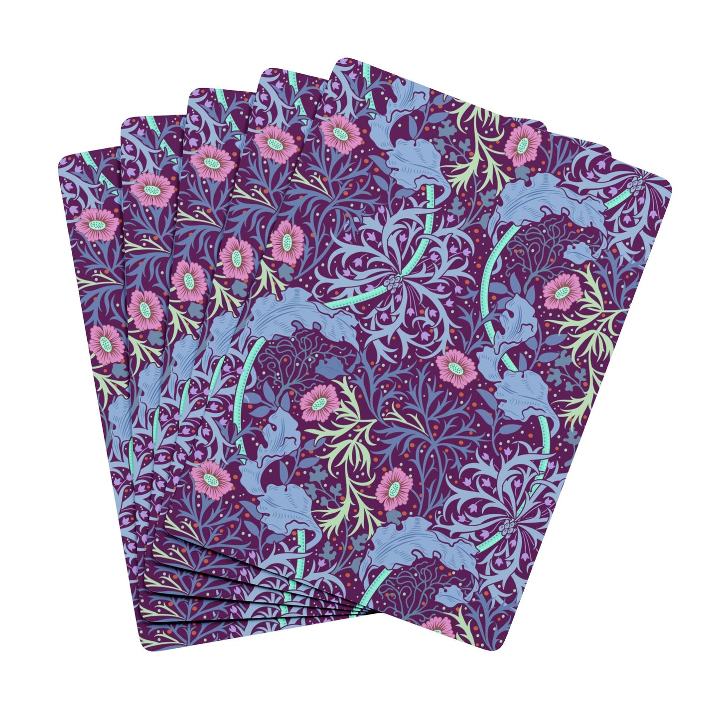Set of floral patterned napkins on a white background