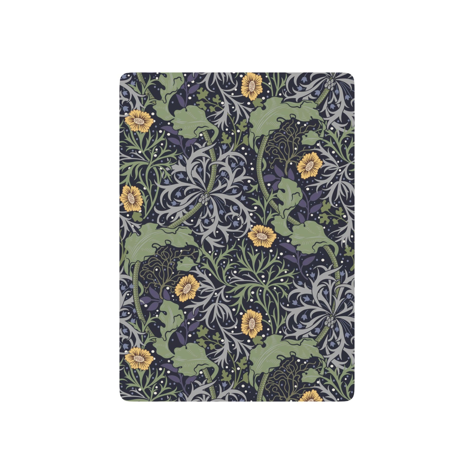 Floral patterned notebook with green, yellow, and black colors on a white background