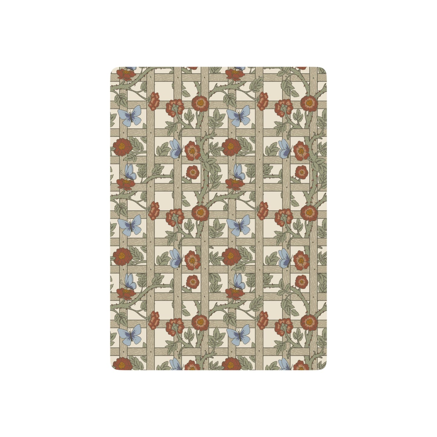 Floral and butterfly patterned notebook on a white background