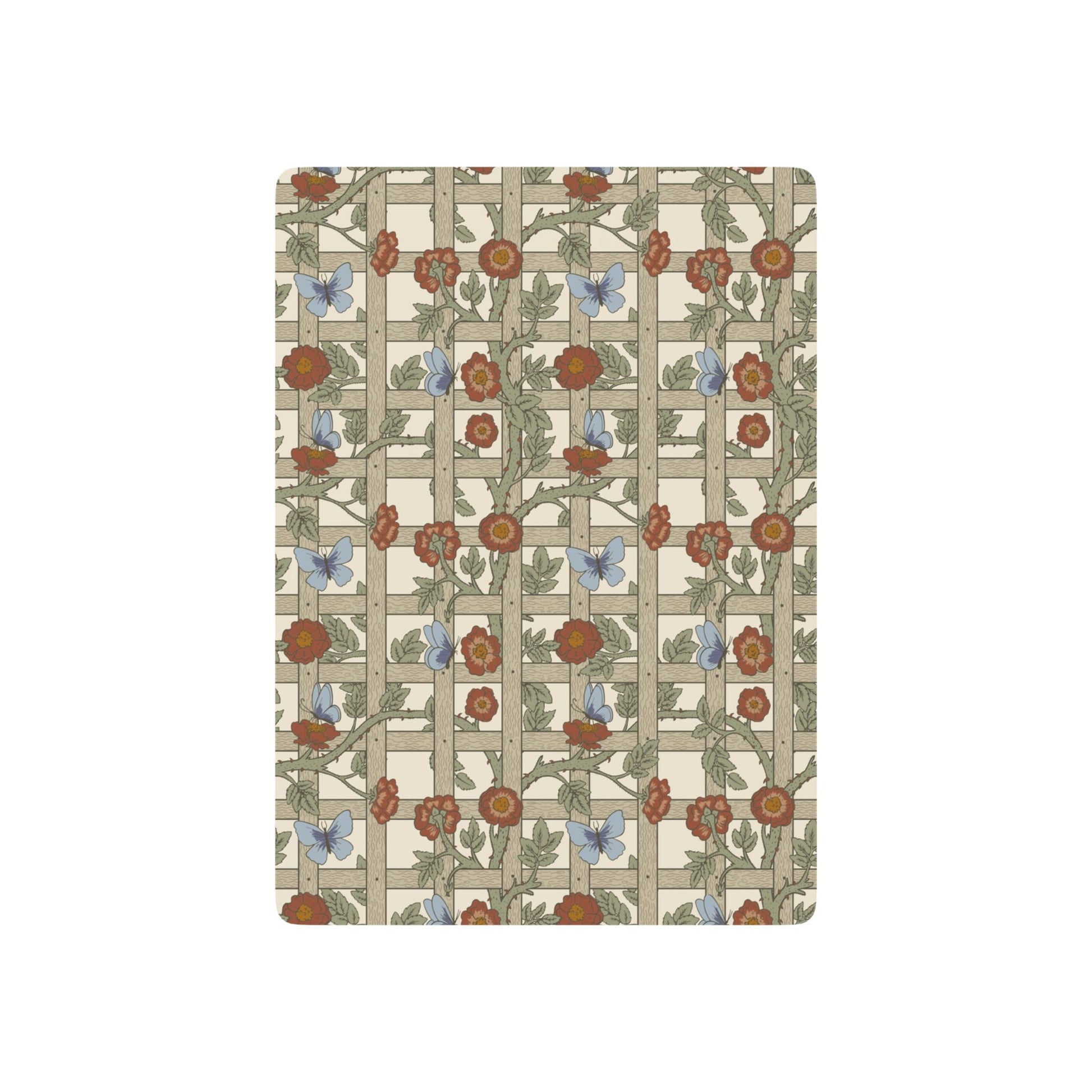 Floral and butterfly patterned notebook on a white background