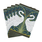 Set of playing cards with swan design on a white background