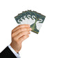 Hand holding a deck of cards with swan design on a white background
