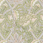 Decorative floral and leaf pattern with a green background