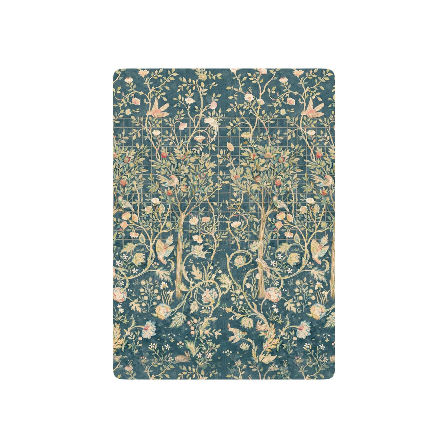 Floral patterned playing cards on a white background