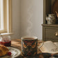 Kitchen Tea Towel inspired by William Morris - Strawberry Thief Collection (Ebony)
