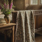 Woven Cotton Blanket inspired by William Morris - Golden Lily Collection (Midnight)