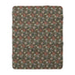 Sherpa Fleece Blanket created  by William Morris. & Co in a brown floral pattern called Compton Collection (Moor Cottage)