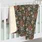 Sherpa Fleece Blanket created  by William Morris. & Co in a brown floral pattern called Compton Collection (Moor Cottage)