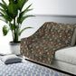 Sherpa Fleece Blanket created  by William Morris. & Co in a brown floral pattern called Compton Collection (Moor Cottage)