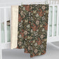 Sherpa Fleece Blanket created  by William Morris. & Co in a brown floral pattern called Compton Collection (Moor Cottage)