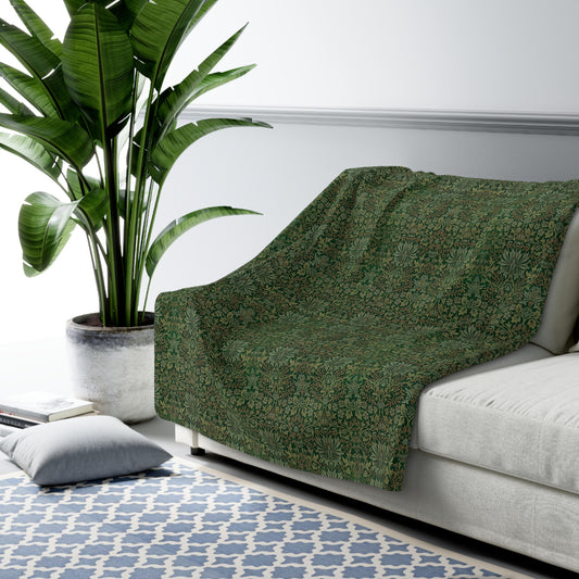 Sherpa Fleece Blanket inspired by William Morris - Flower Garden Collection