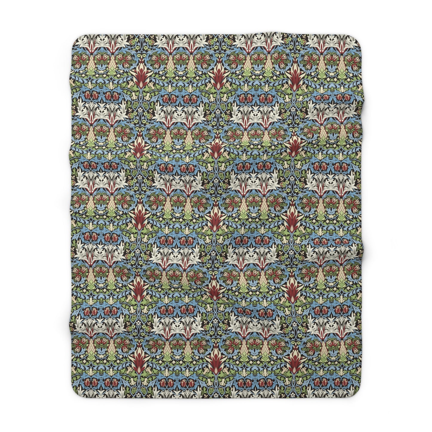 Patterned blanket with a floral design on a white background from William Morris