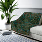 Sherpa Fleece Blanket inspired by William Morris & Co in a dark green floral pattern called Tulip Collection