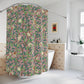 Shower curtain with floral pattern in a bathroom setting