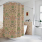 Shower curtain with floral pattern in a bathroom setting