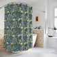 Shower curtain with floral pattern in a bathroom setting