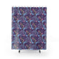 Shower curtain with a floral pattern on a white background