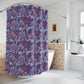 Shower curtain with floral pattern in a bathroom setting