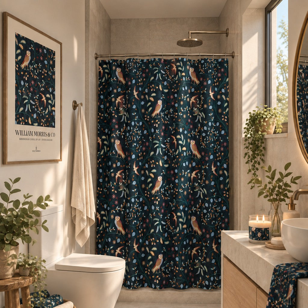 Shower Curtain inspired by William Morris - Newill Collection (Night)