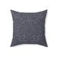A square-shaped throw pillow with aWilliam Morris & Co floral pattern in shades of blue, featuring acorns and oak leaves.