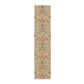 A floral patterned table runner inspired by William Morris' work, displayed on a dining table.