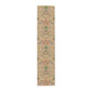 A floral patterned table runner inspired by William Morris' work, displayed on a dining table.