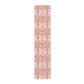 Rectangular mat with a red and white floral pattern on a white background