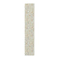 Long, narrow rug with a subtle pattern on a white background