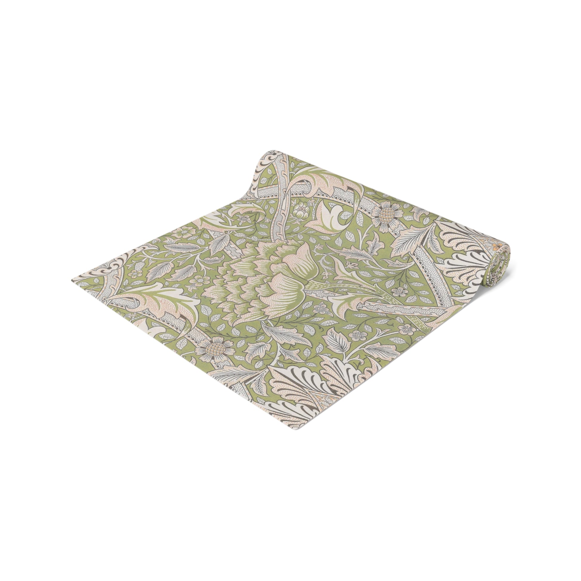 Folded fabric with a floral pattern on a white background