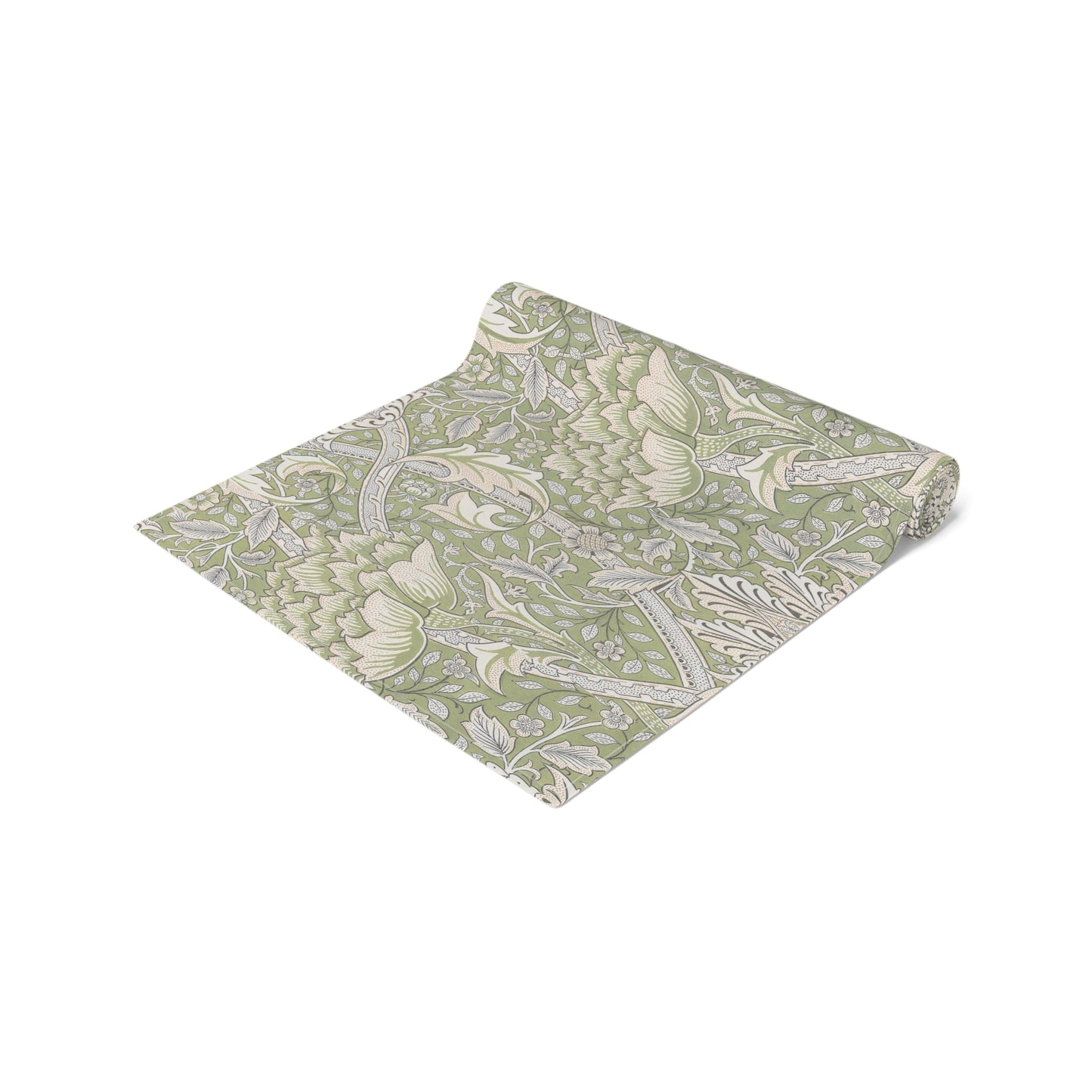 Folded fabric with a floral pattern on a white background