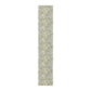 Long, narrow rug with a subtle pattern on a white background