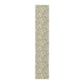 Long, narrow rug with a subtle pattern on a white background