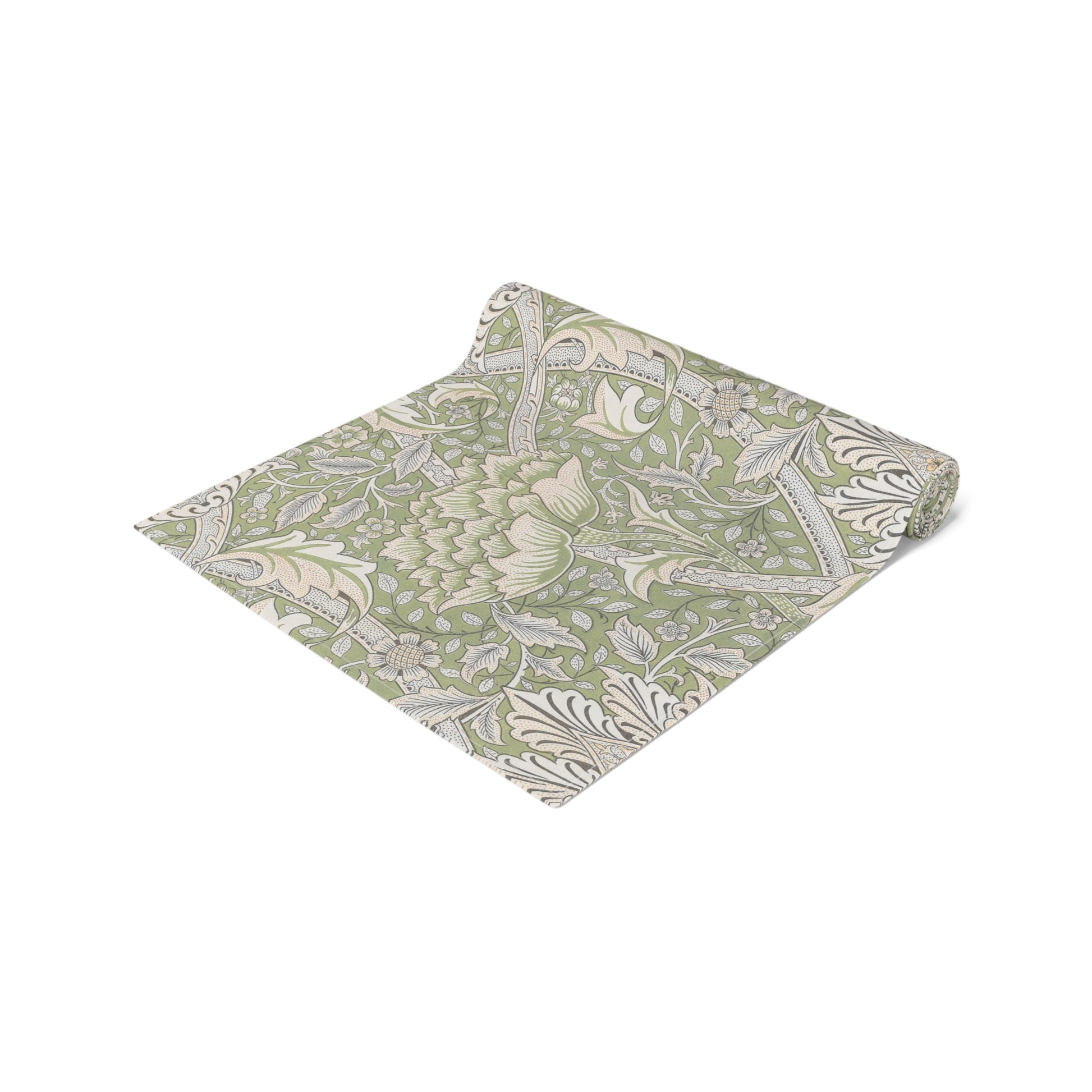 Folded fabric with a floral pattern on a white background