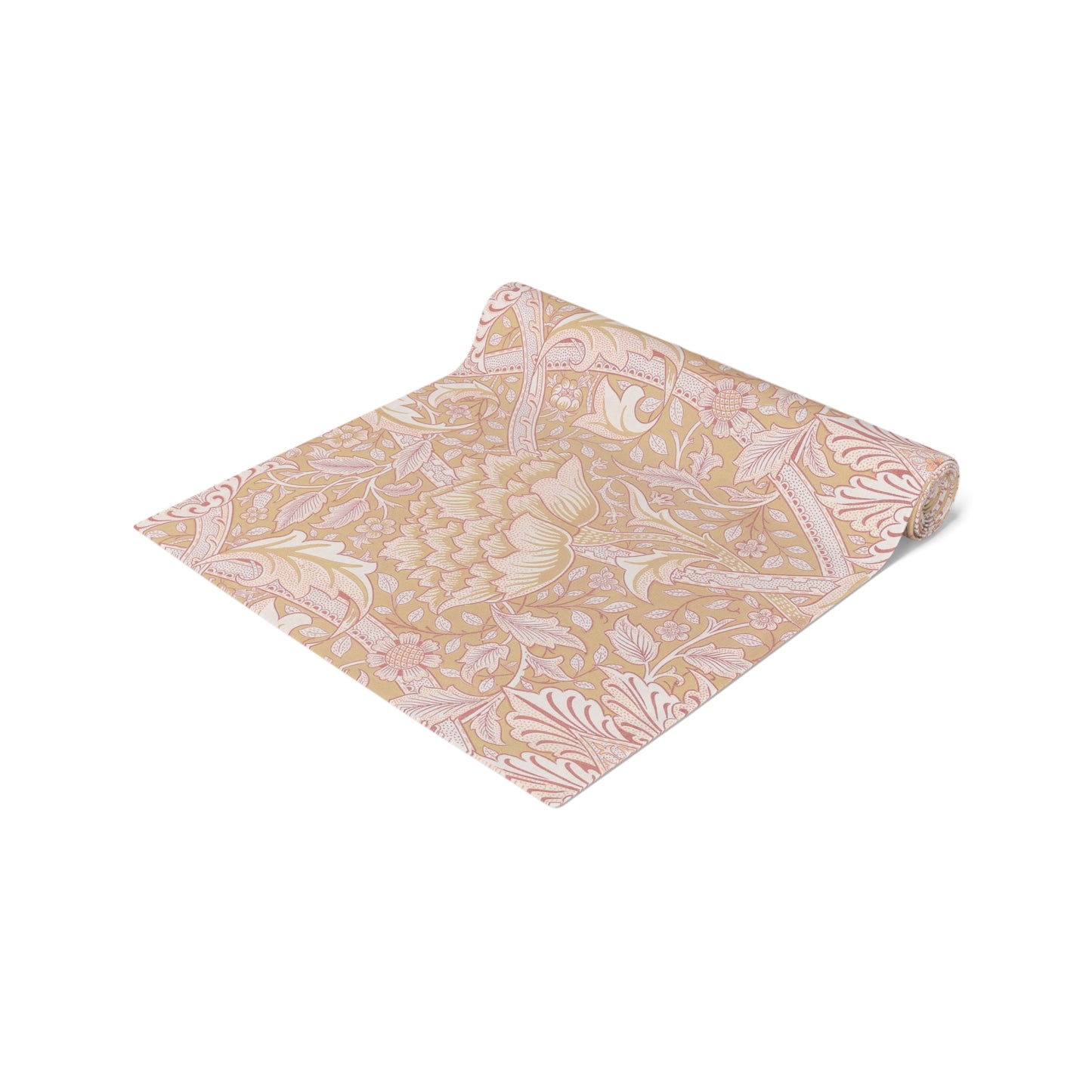 Folded fabric with a floral pattern on a white background