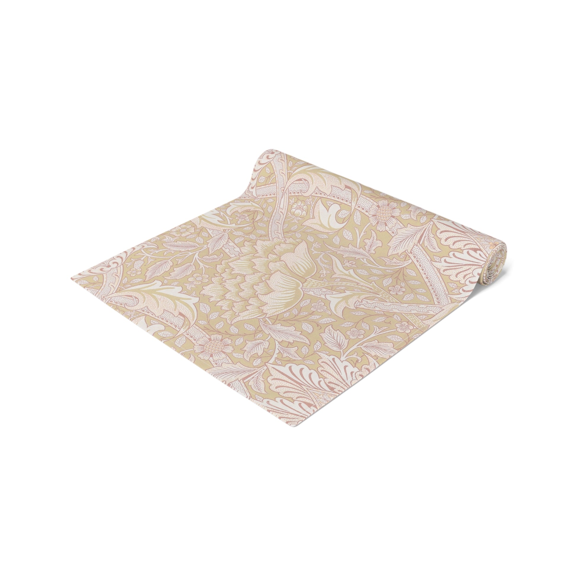 Folded fabric with floral pattern on a white background
