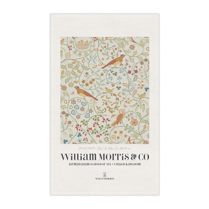 Tea Towel designed by William Morris & Co in a beige floral pattern called Newill Collection (Day) - Art Print on a Tea Towel